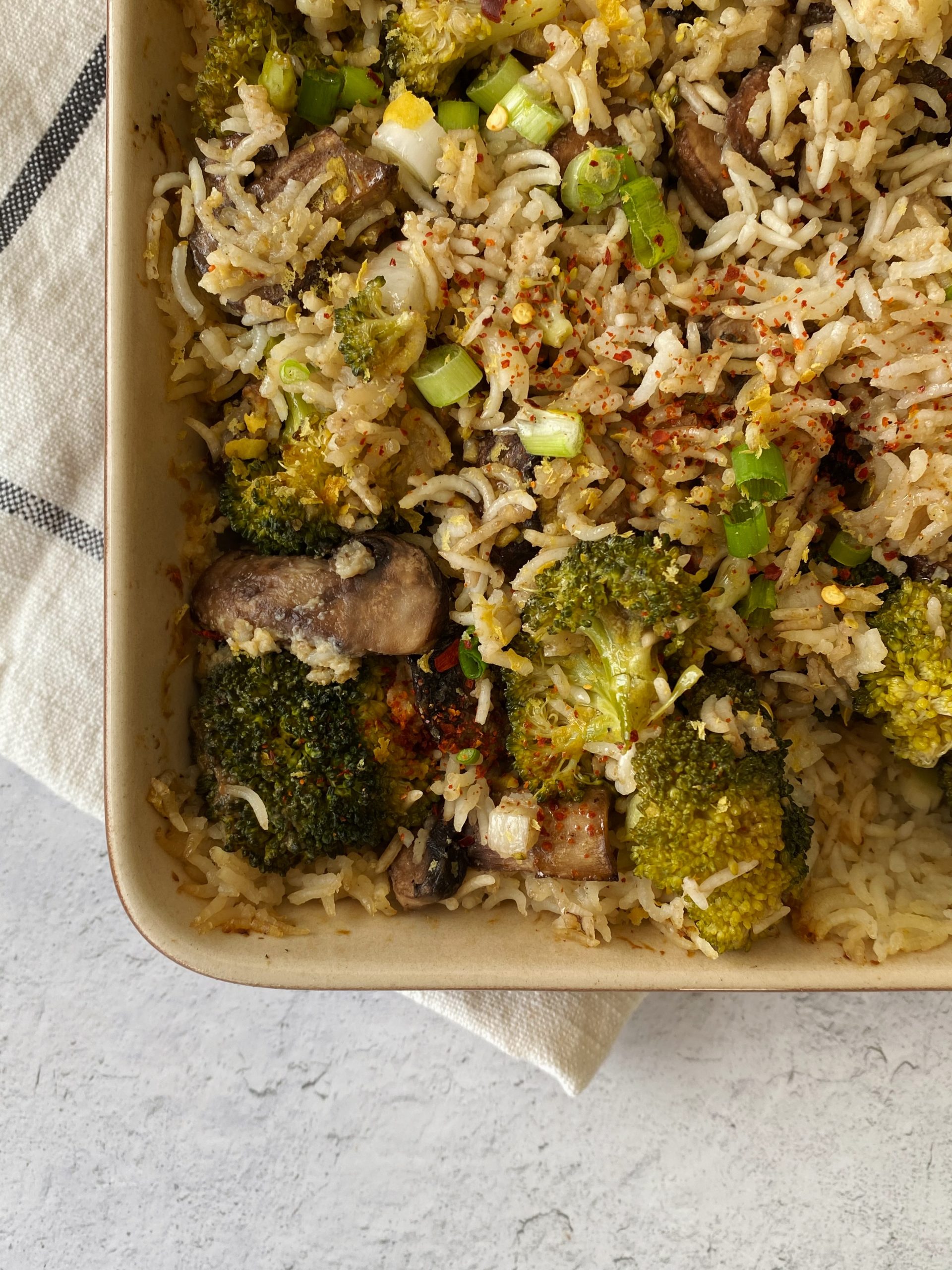 Mushroom Broccoli Rice Bake