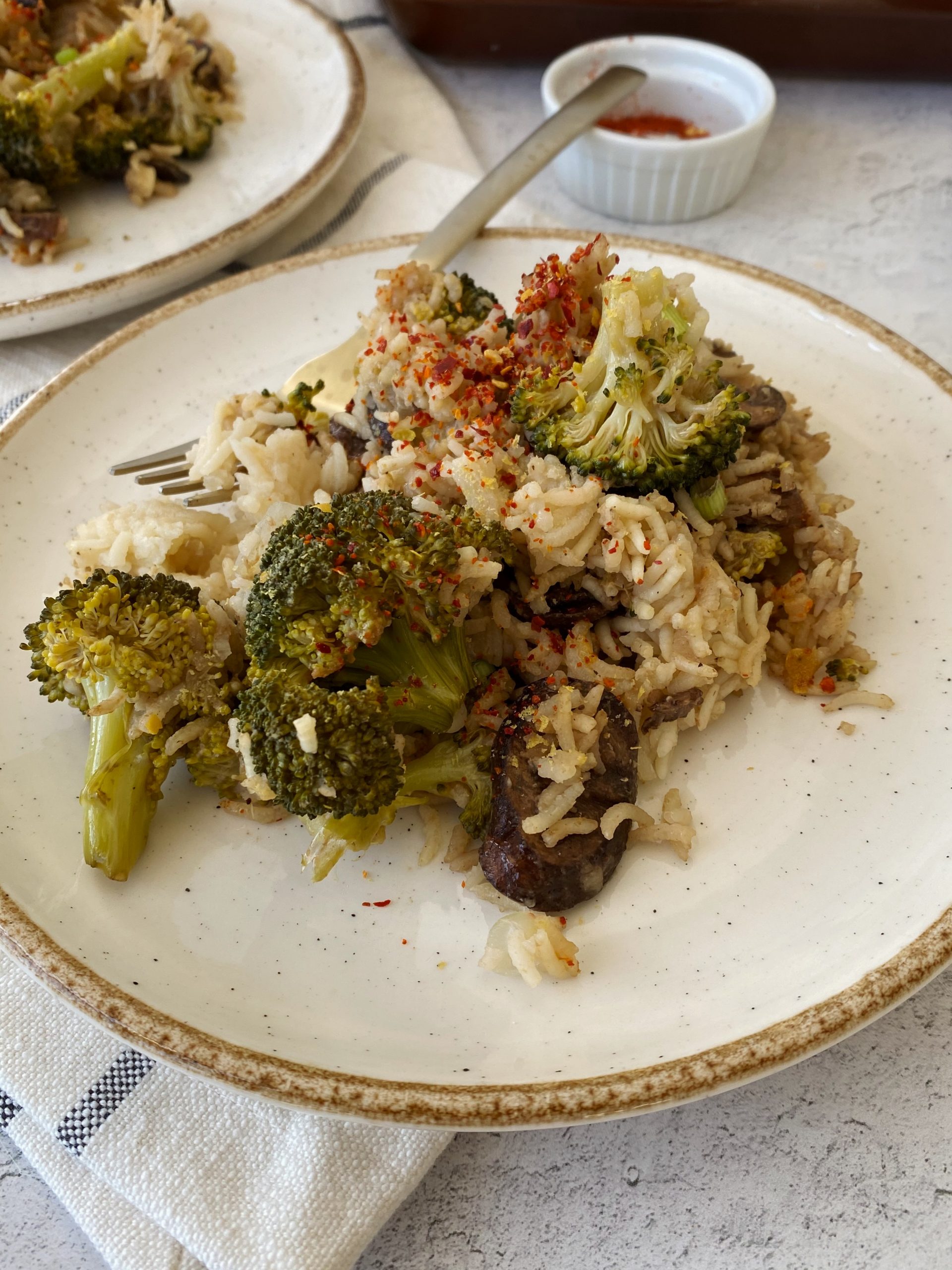 Mushroom Broccoli Rice Bake