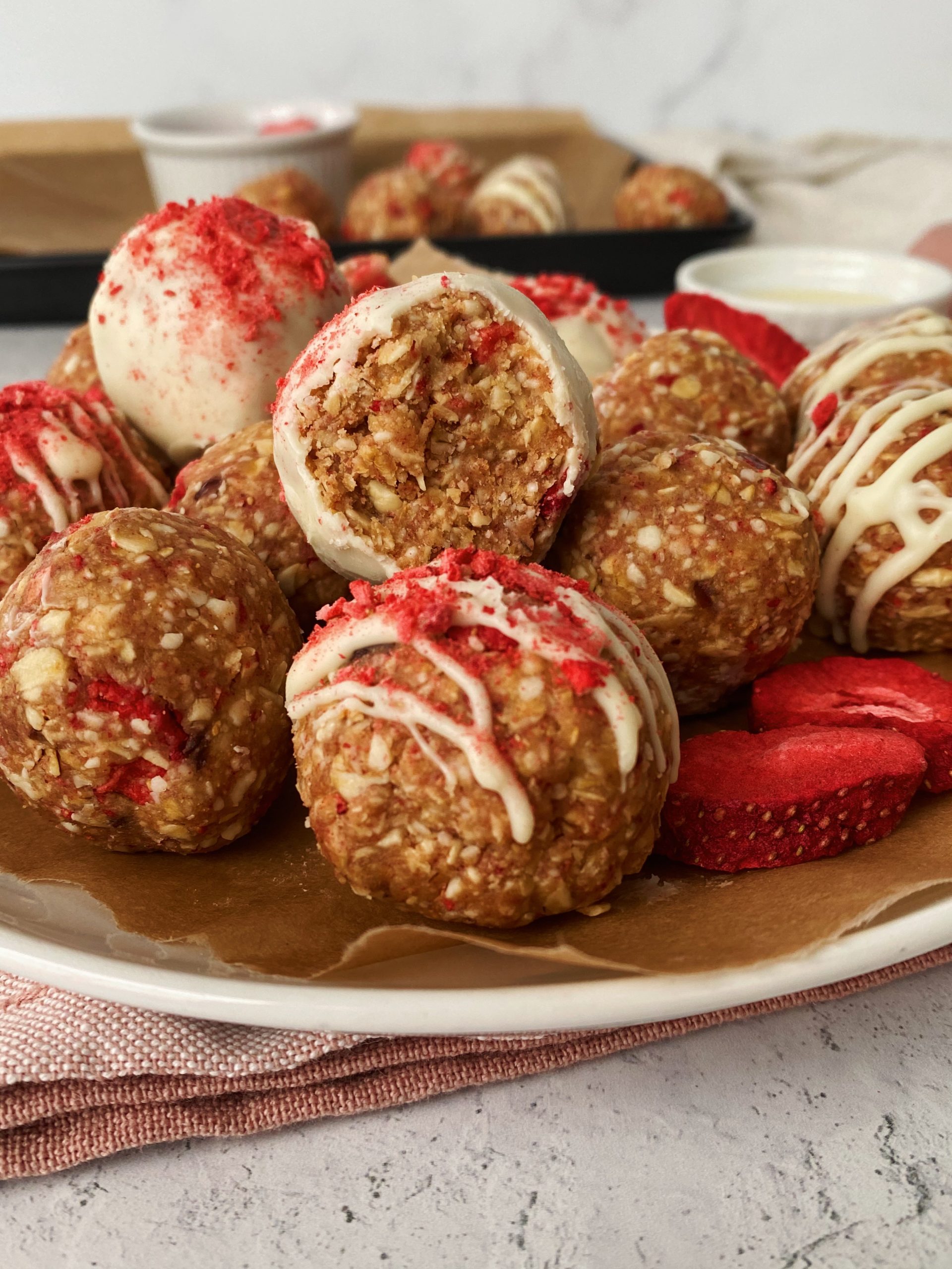 strawberry shortcake energy bites