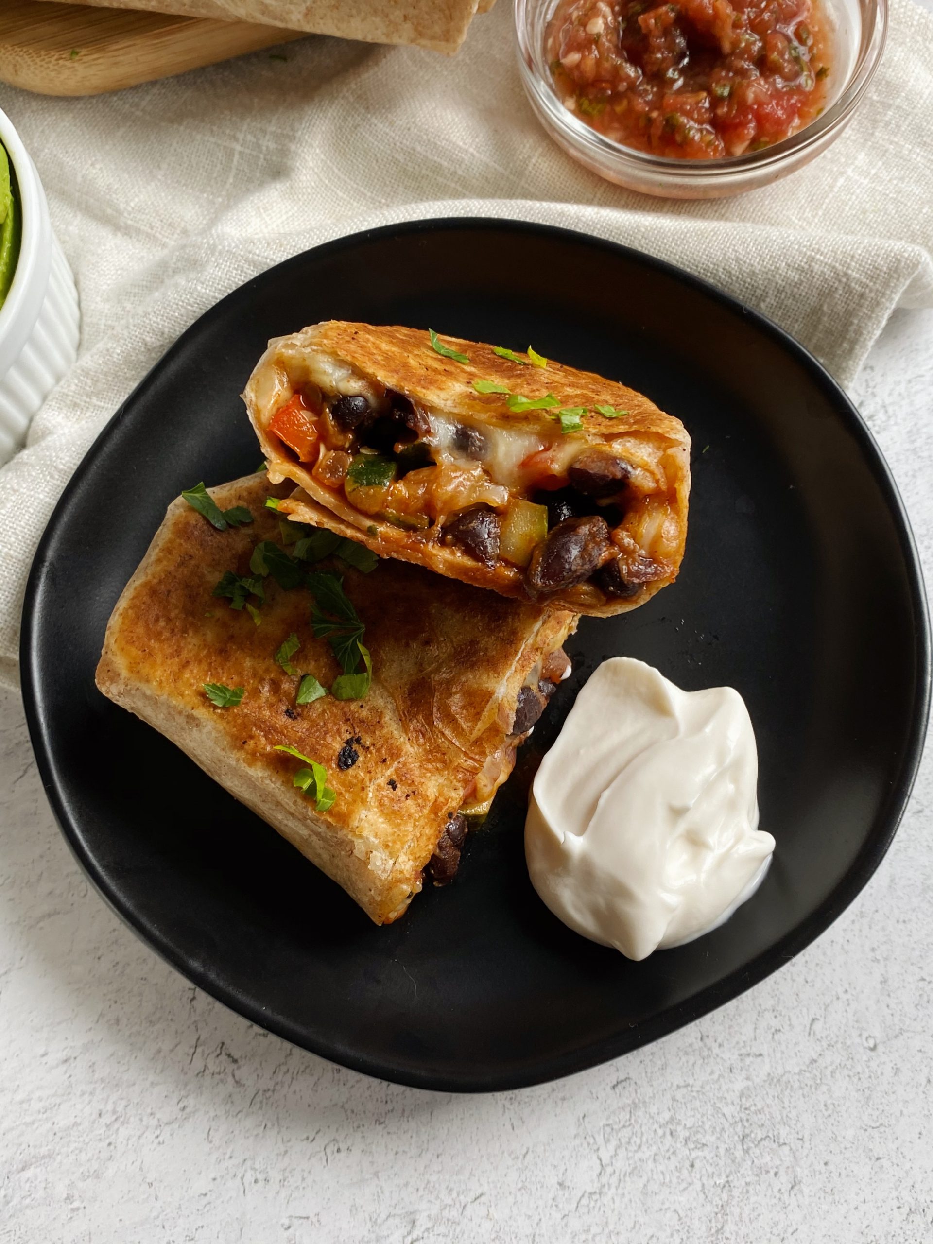 black bean veggie burritos