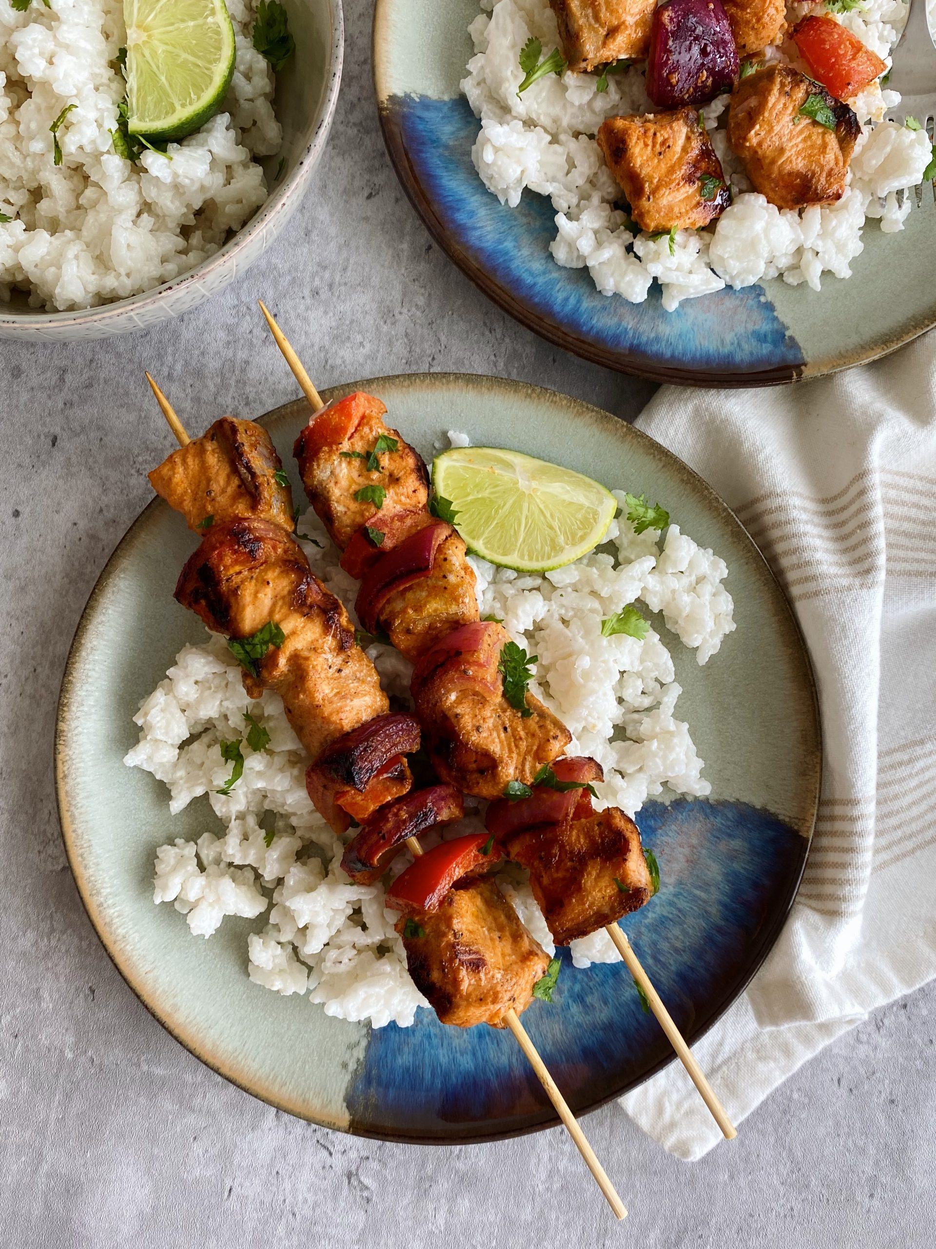 spiced salmon skewers
