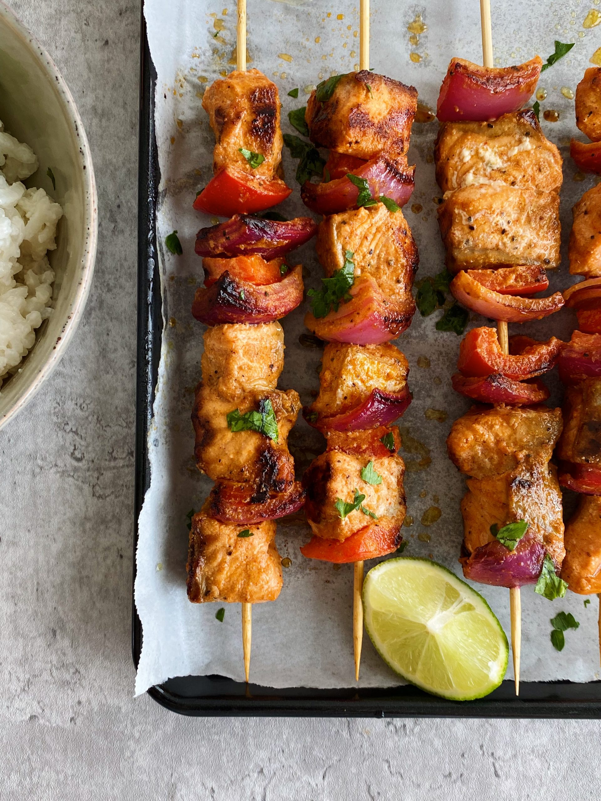 spiced salmon skewers