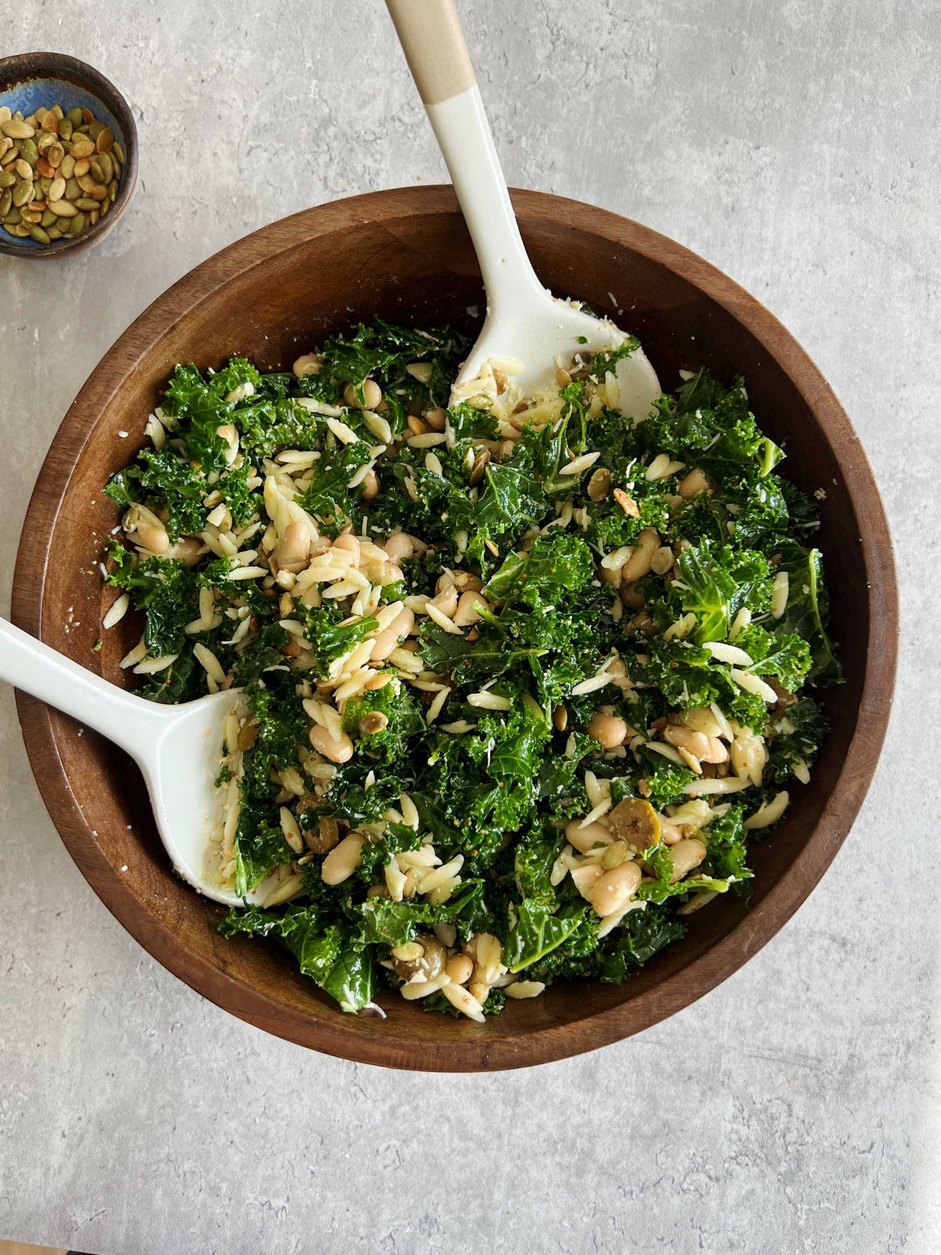 White Bean and Orzo Kale Salad