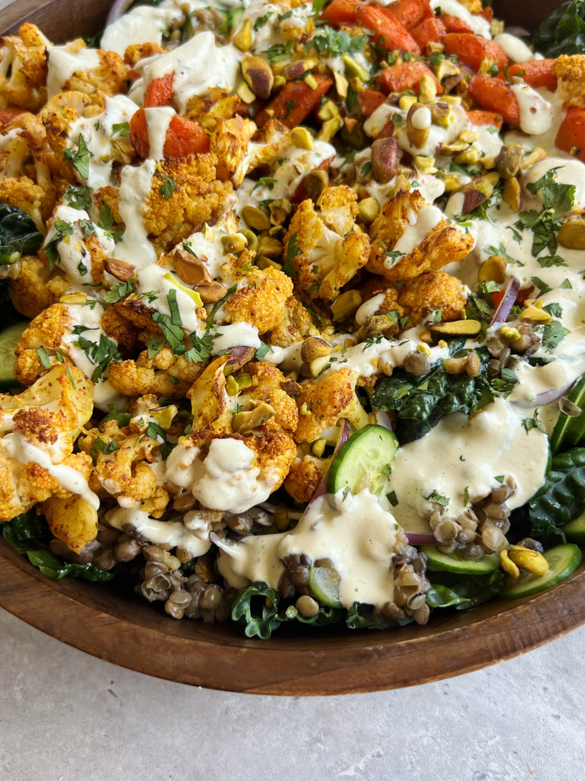 roasted veggie lentil salad