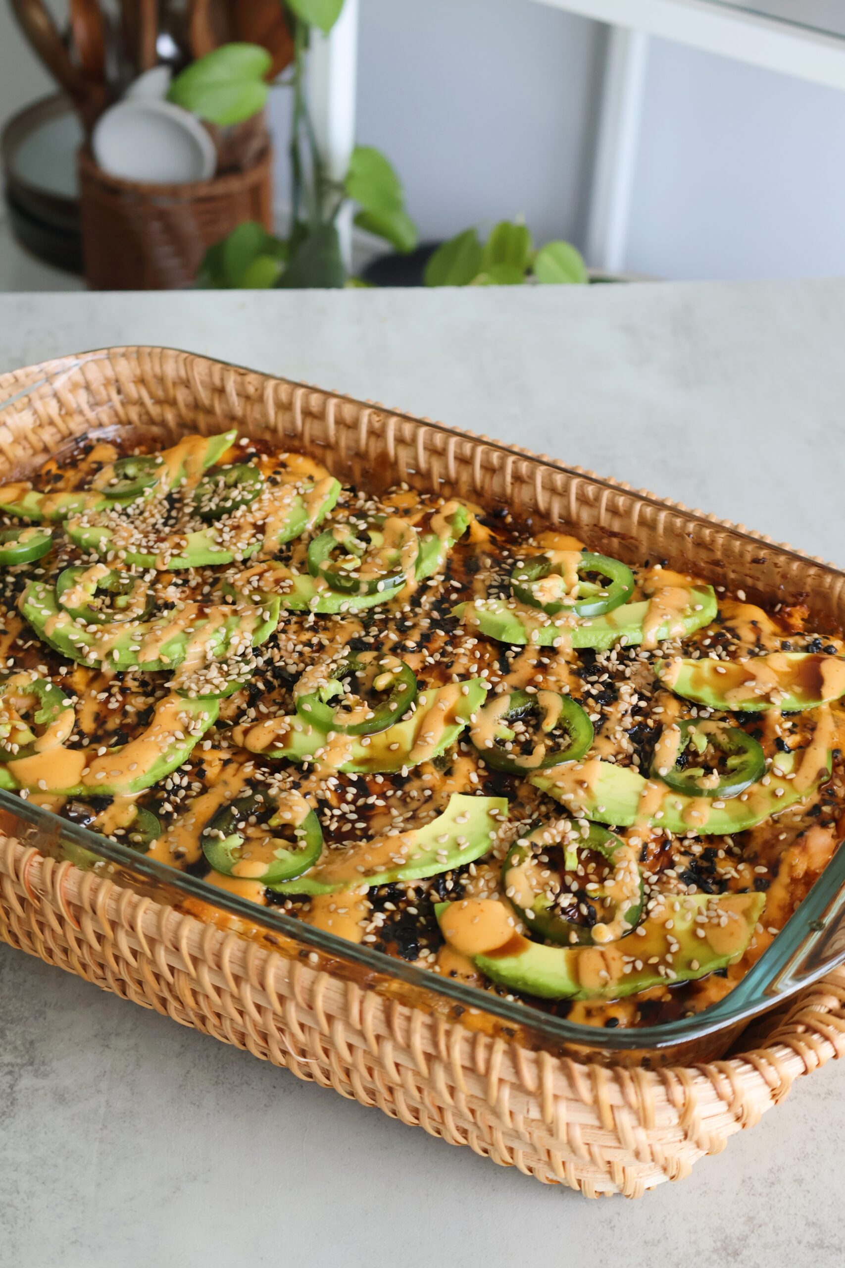 spicy salmon sushi bake