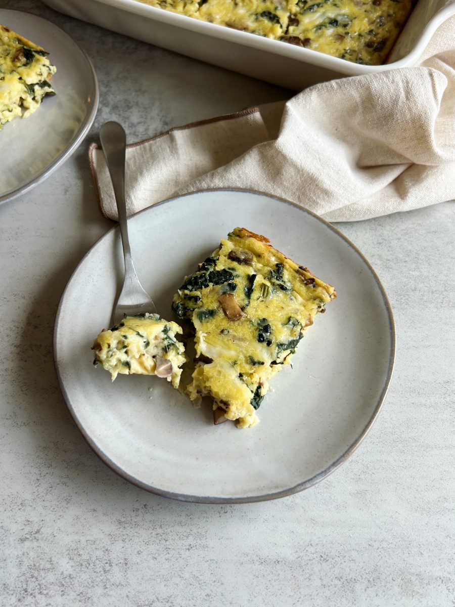Kale and Mushroom Egg Bake