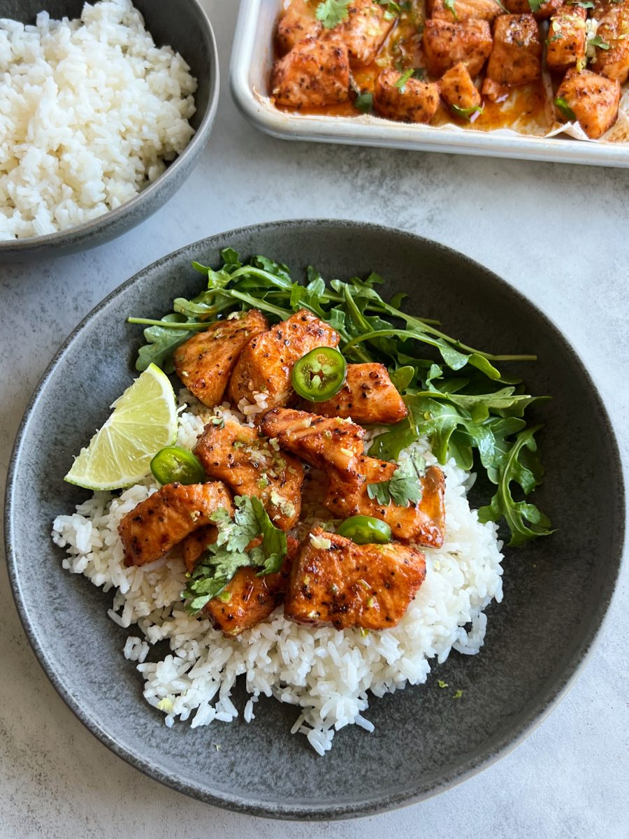 hot honey salmon bites
