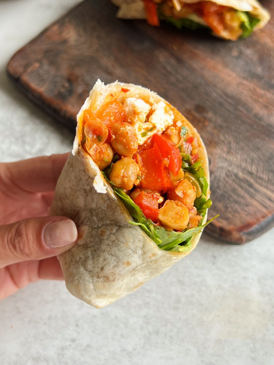 harissa chickpea wraps