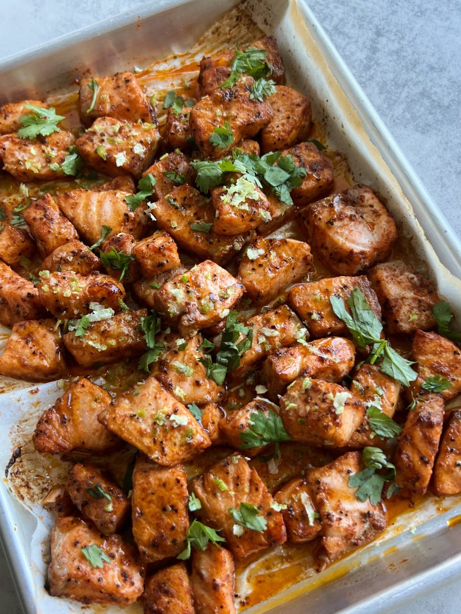 hot honey salmon bites