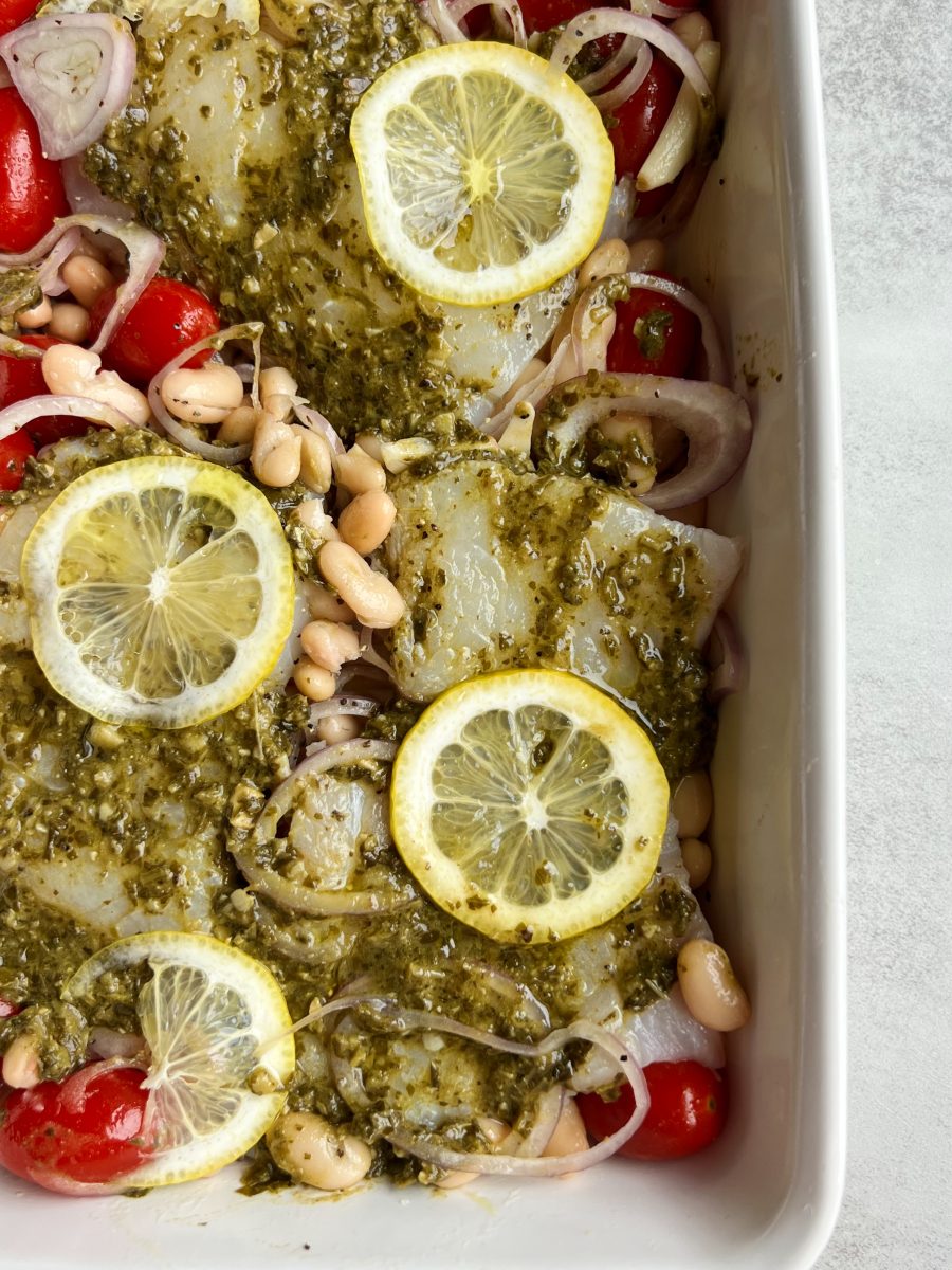 lemon Pesto Baked Cod 