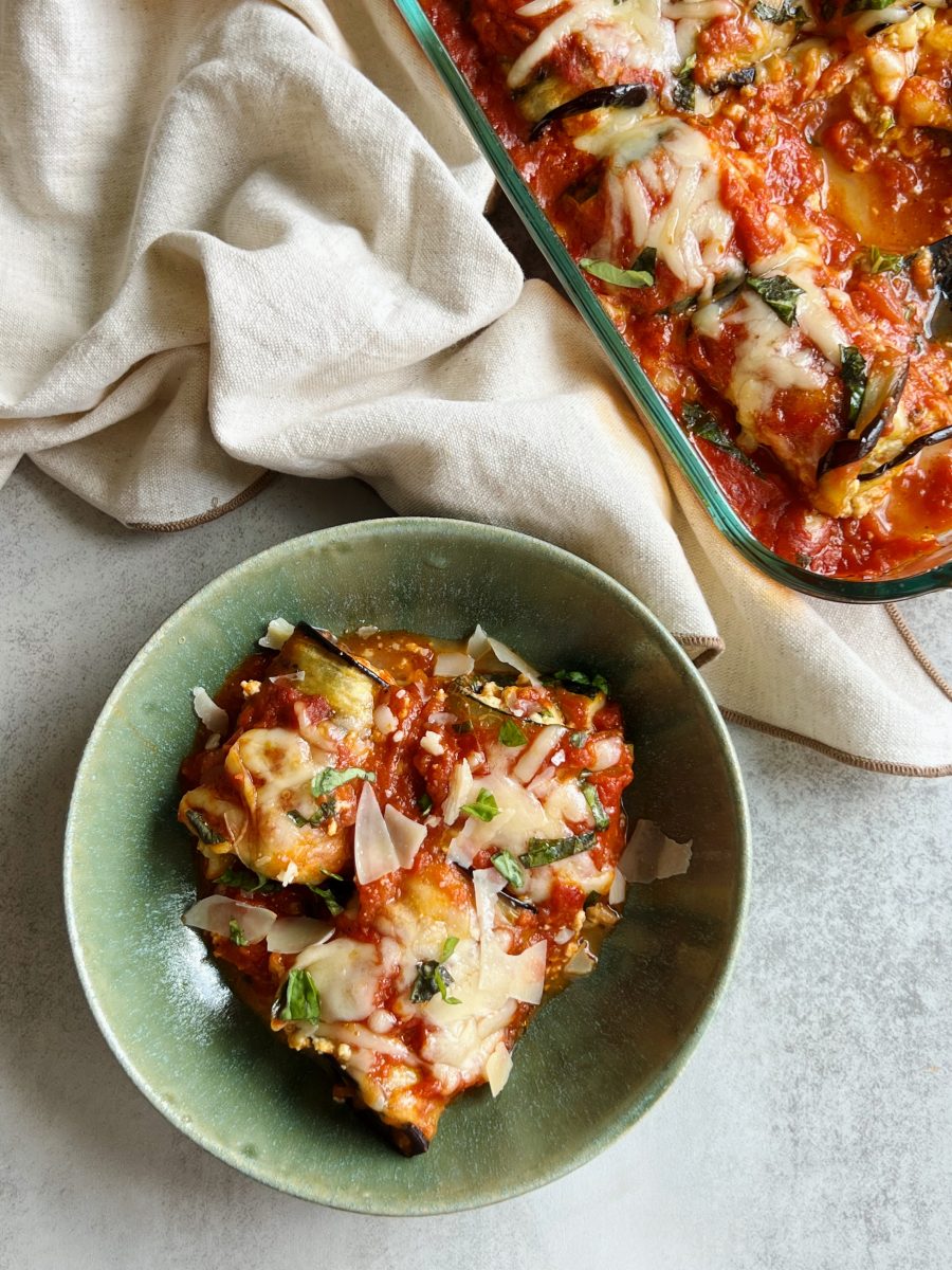 Eggplant and Zucchini Rollatini with Tofu Ricotta 