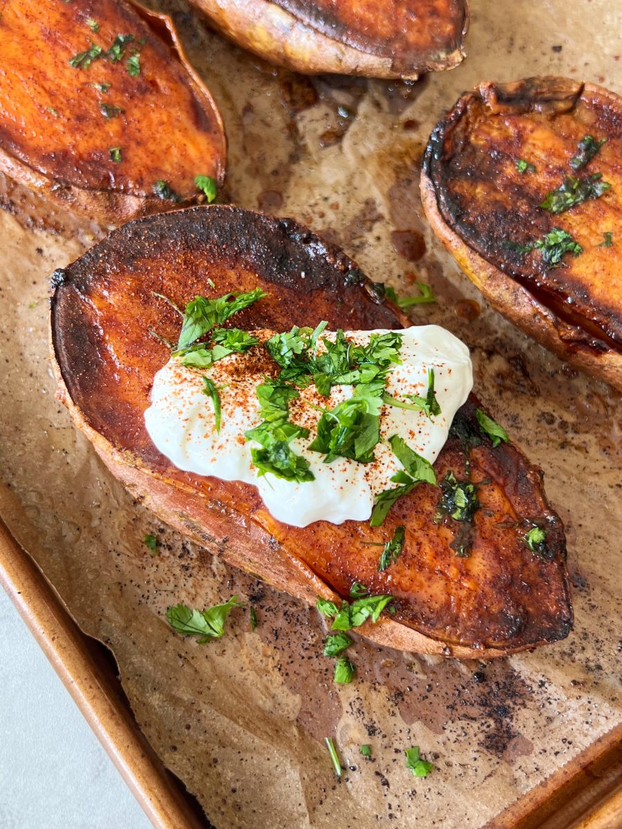 Honey Chipotle Roasted Sweet Potatoes 