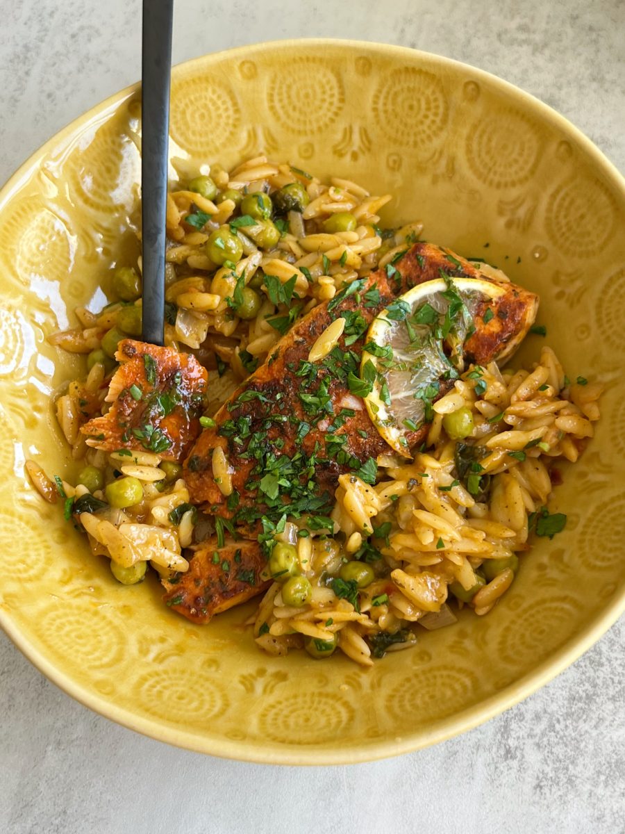 Lemon Orzo and Salmon