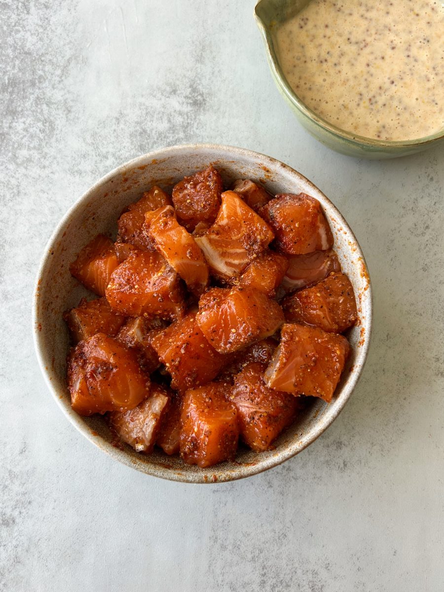 honey mustard salmon bites