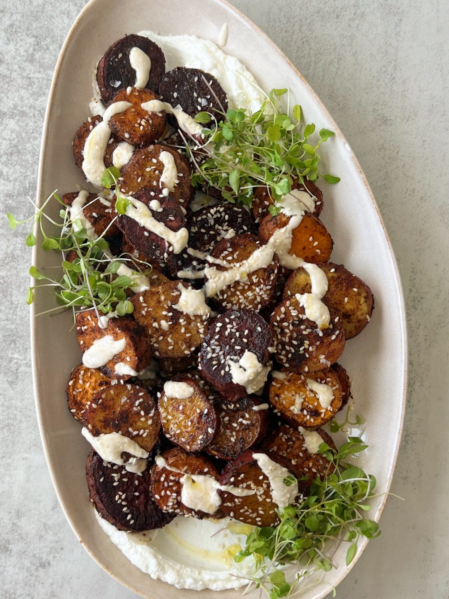 Sesame Chipotle Roasted Sweet Potatoes 