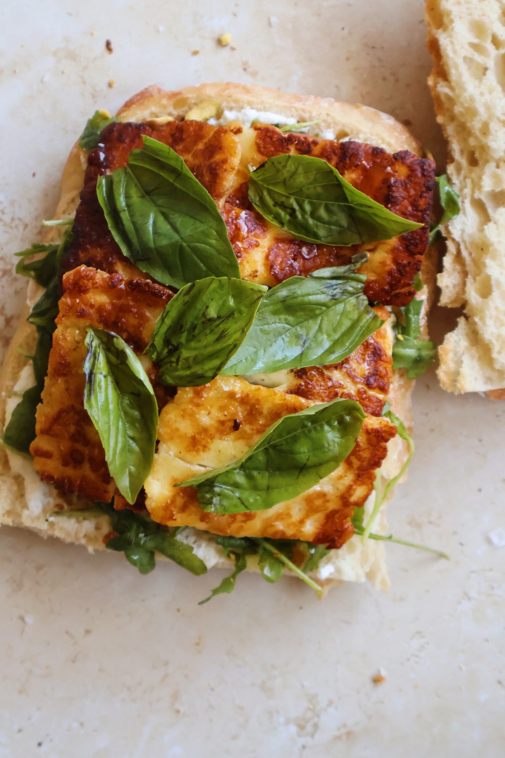 halloumi peach sandwich
