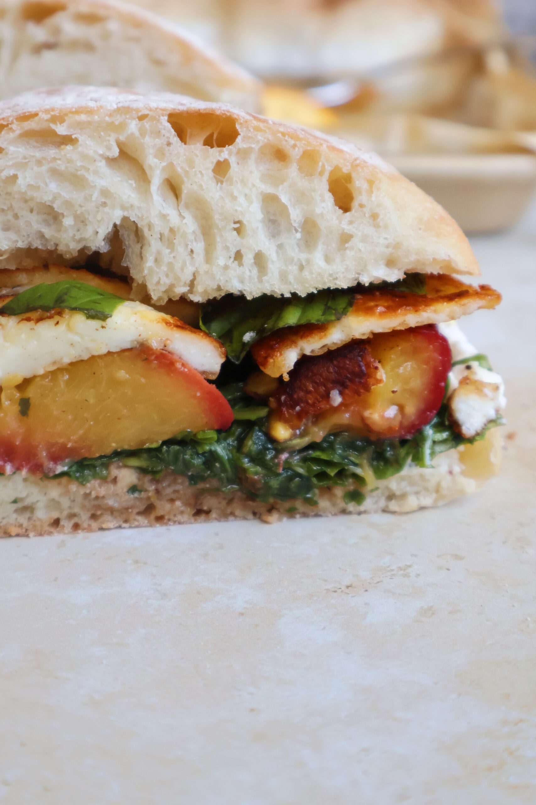 halloumi peach sandwich