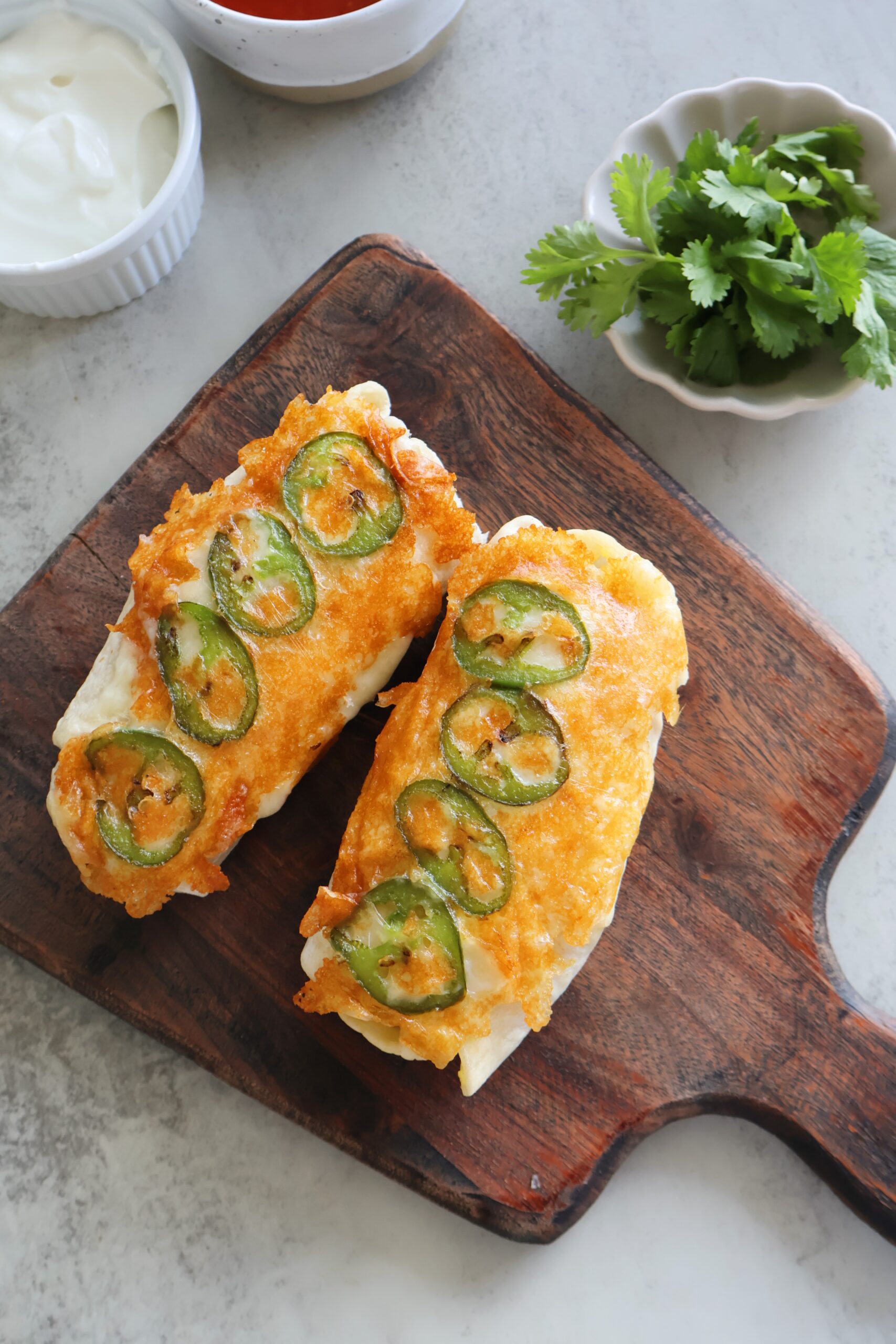 Crispy Cheese Breakfast Burritos