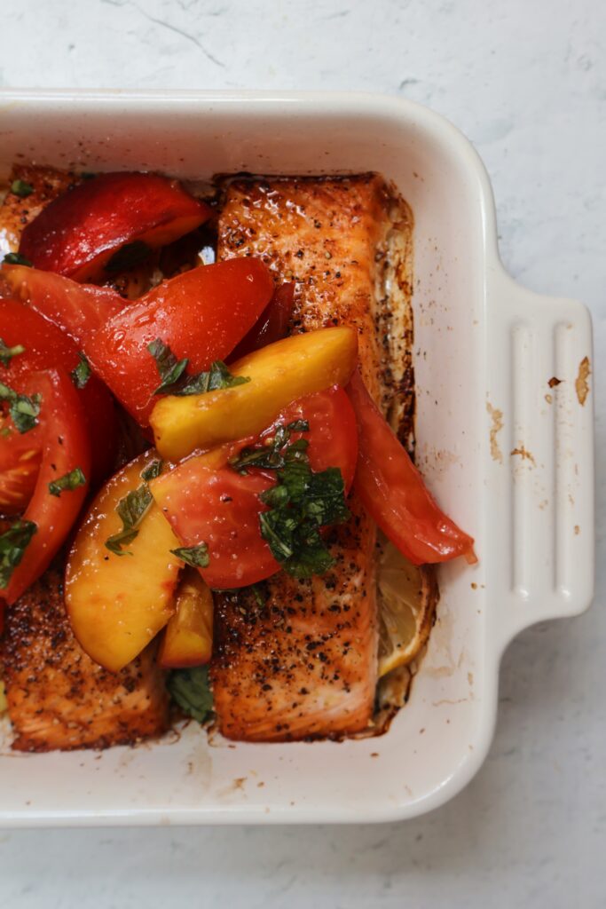Lemon Pepper Salmon with Peach Salad